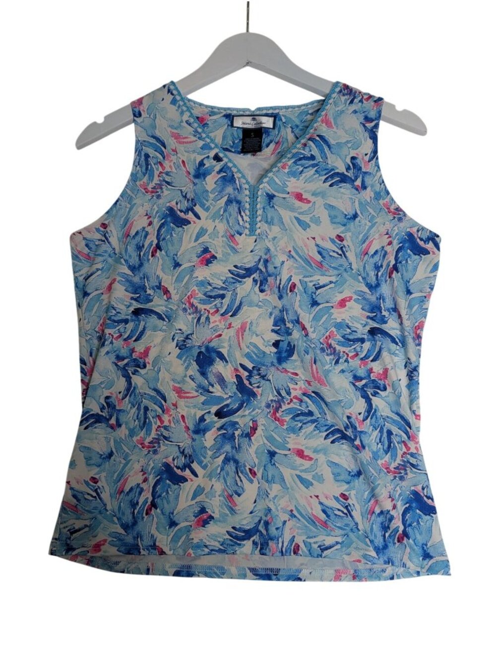 Island Collection Stella Parker Blue Multi Tank Top Size S Beach Pickleball Tenn - Picture 9 of 10